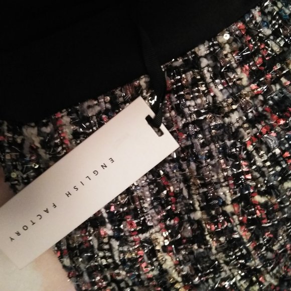 English Factory Tweed Pencil Skirt Lace Bottom - Picture 10 of 12